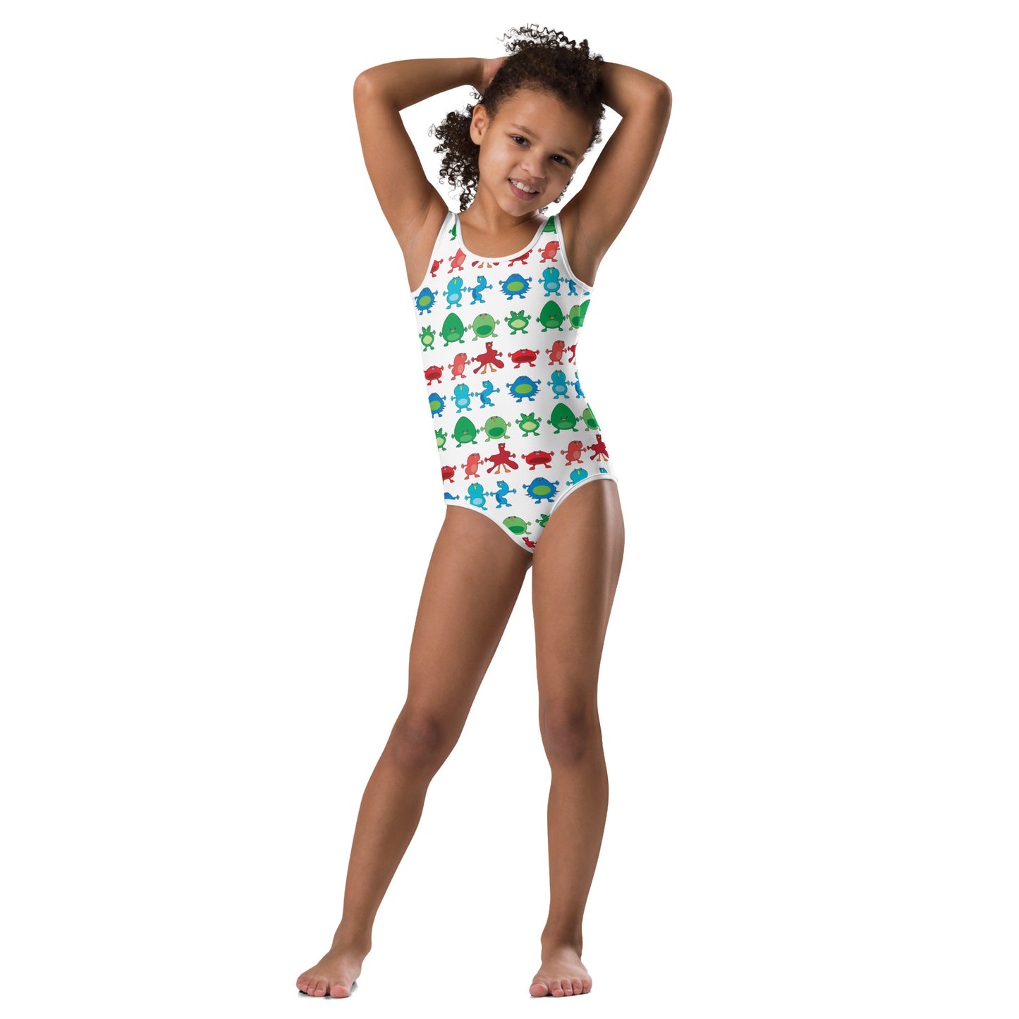 Kids Swimsuit Red Green Blue Monsters