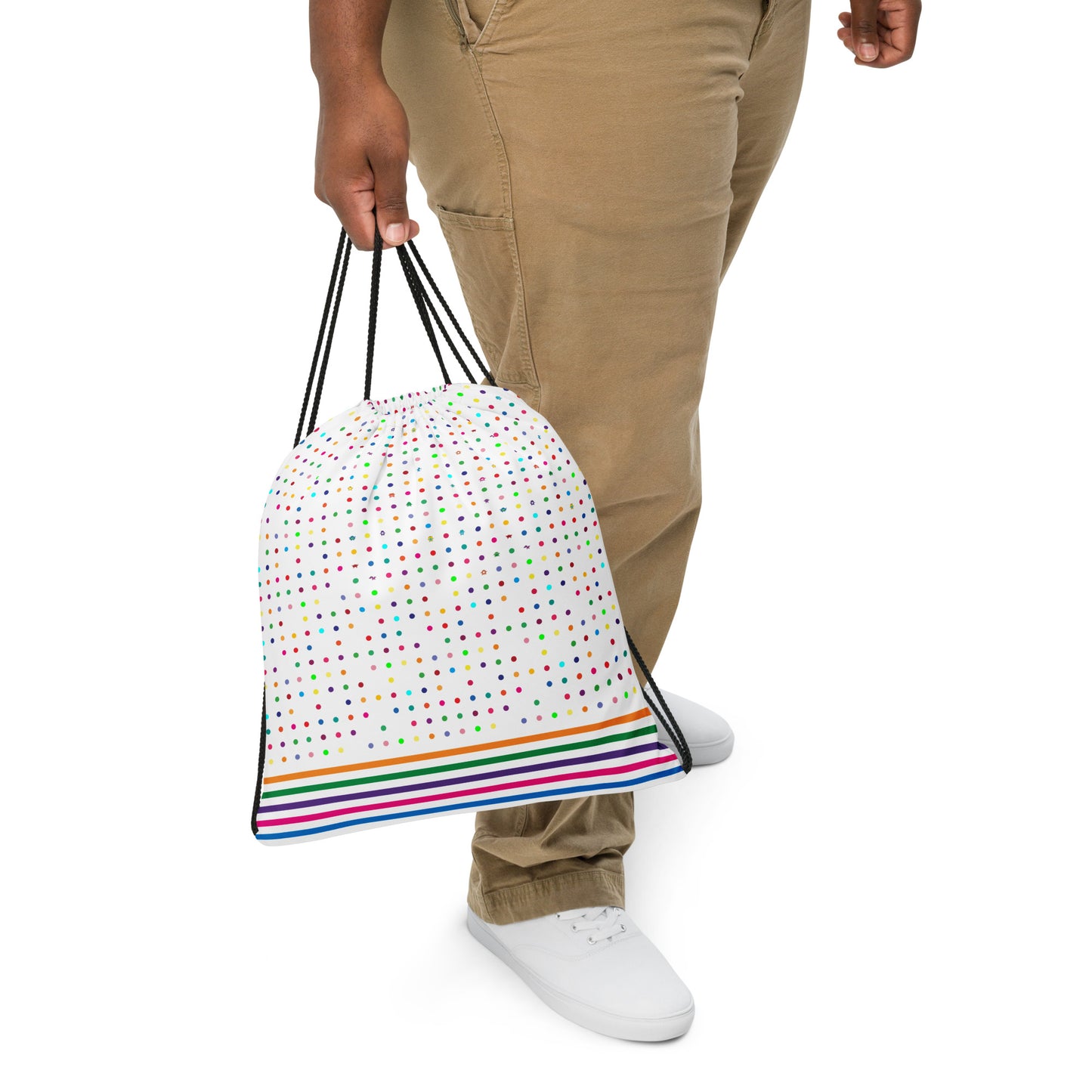 Mini Dot white Drawstring bag striped bottom man carrying