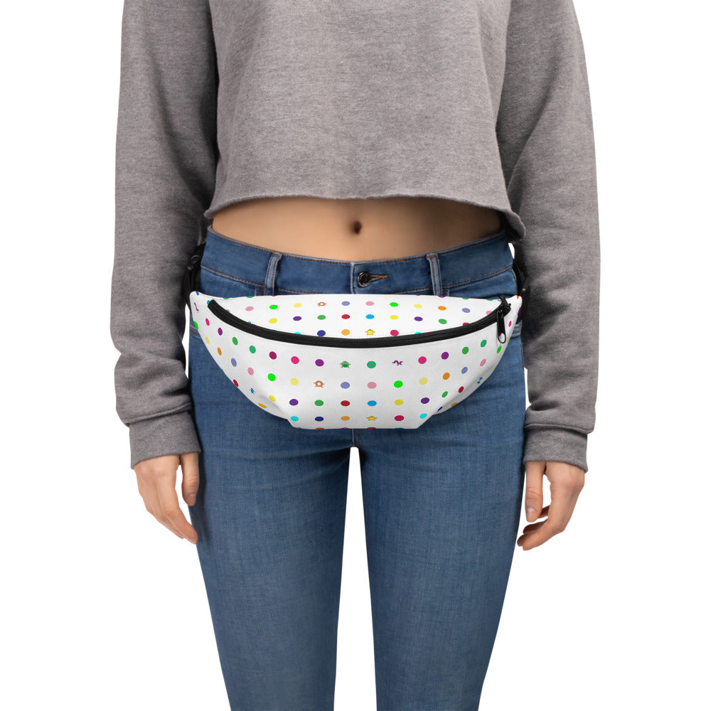 Small Dot Monster Fanny Pack white woman carrying