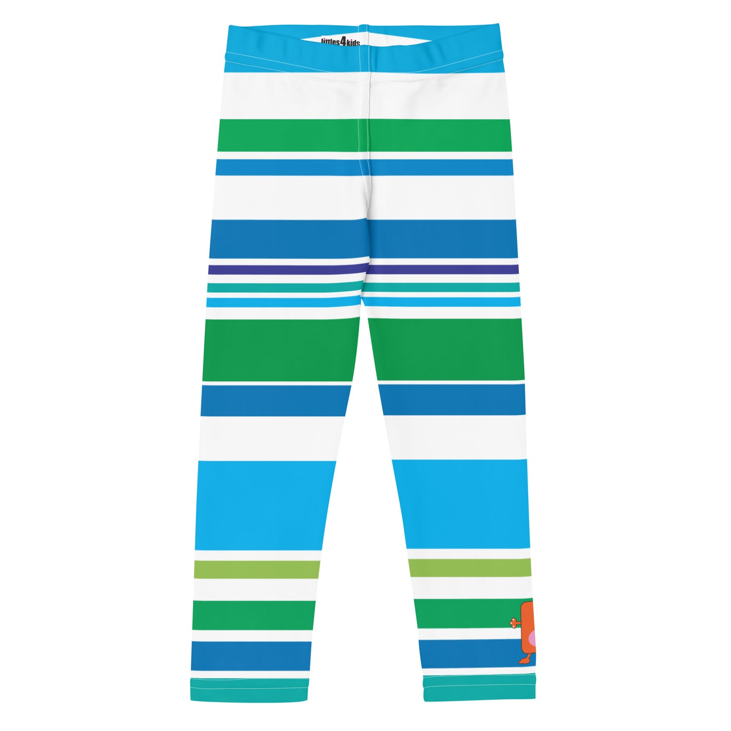 Blue Green White Monster Striped Kid's Leggings 