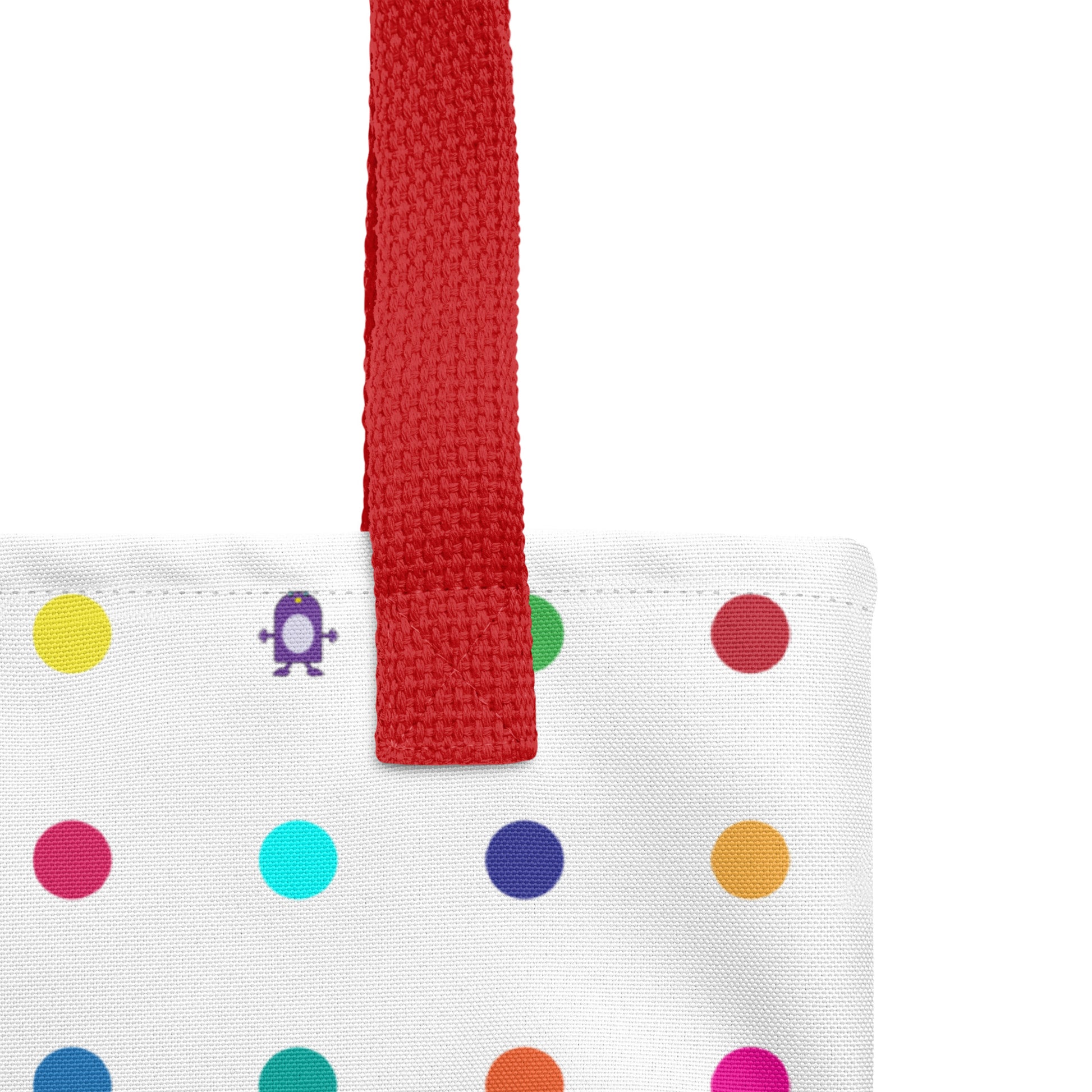 Medium dot and monster white Tote bag red handle
