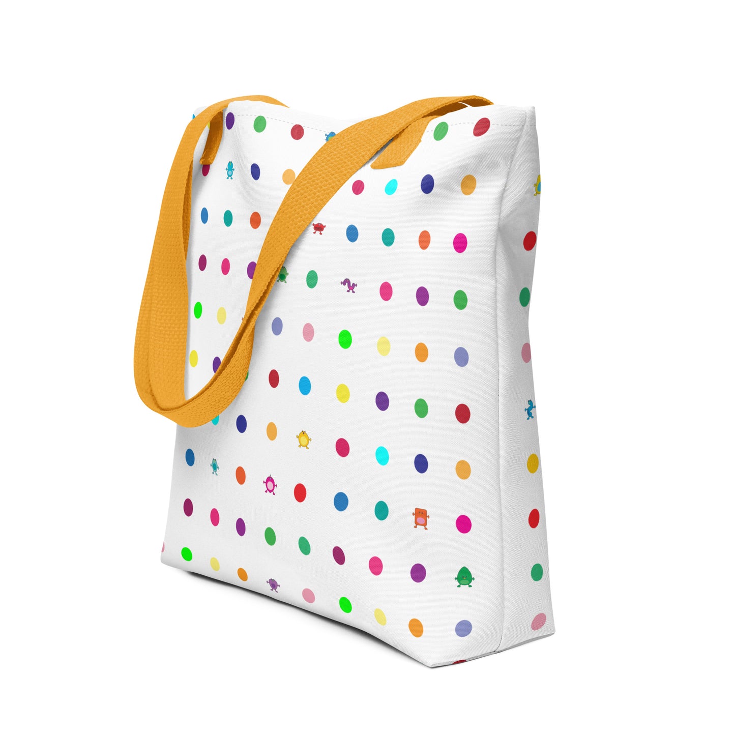 Tote bag with medium dots and multi colour handles