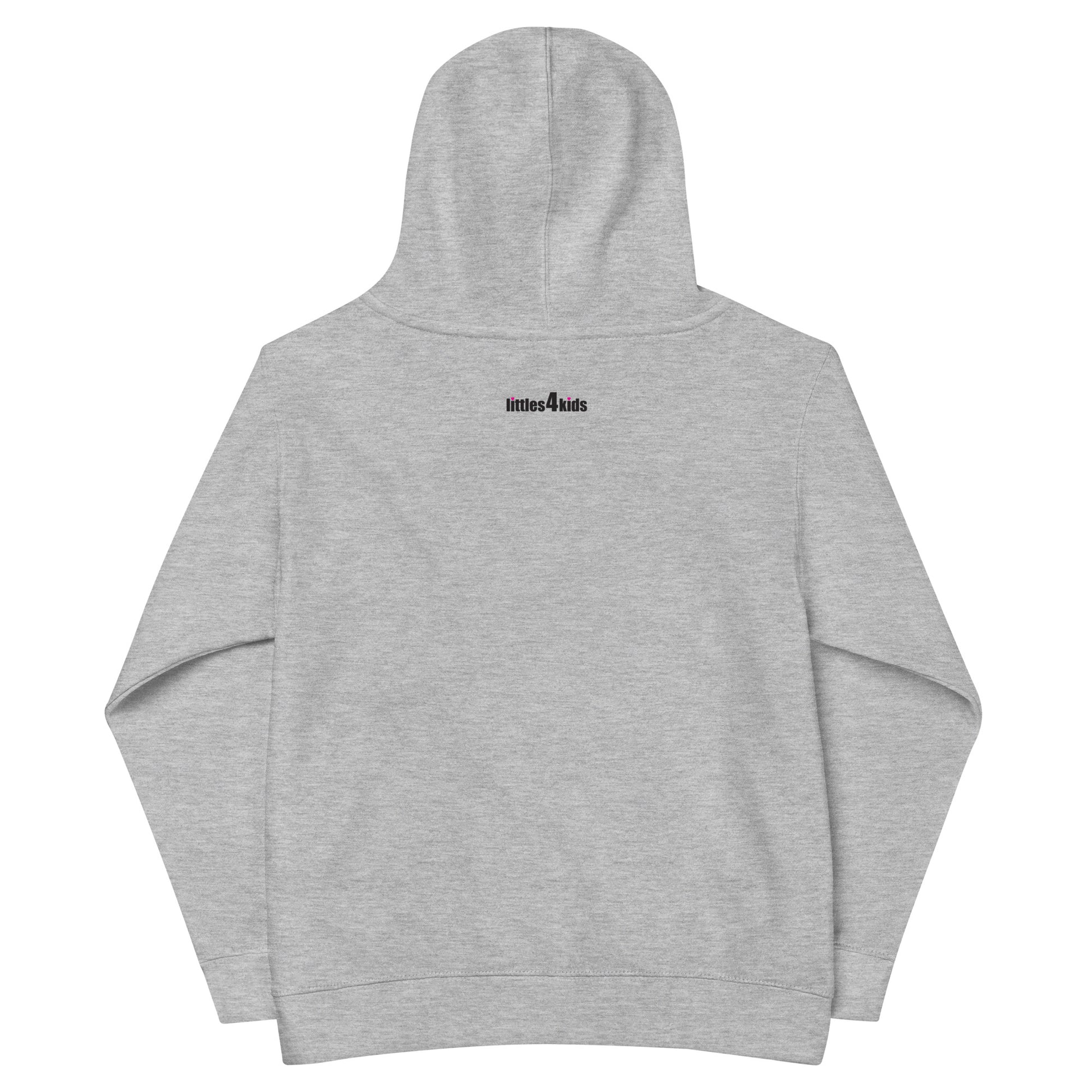 Grey Kids fleece hoodie logo rear
